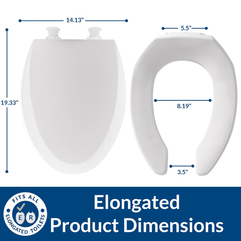 Mayfair 18440EC Open Front Toilet Seat and Lid, Easy Clean Hinges and Durable Wood Seat, Made in USA, Elongated, White - Image 3